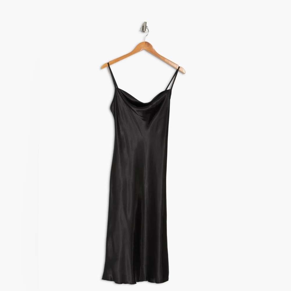 Black Satin Bebe midi dress